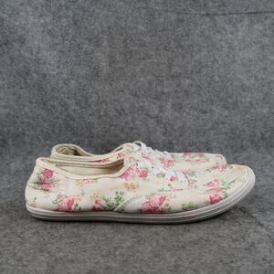 etc! Shoes Womens 8.5 Casual Fashion Sneakers Fabric Floral Lace Up Flat Y2k